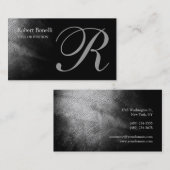Black Gray Monogram Business Card Visitenkarte (Vorne/Hinten)