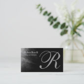 Black Gray Monogram Business Card Visitenkarte (Stehend Vorderseite)