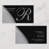 Black Gray Monogram Chic Business Card Visitenkarte (Vorne/Hinten)