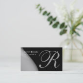 Black Gray Monogram Chic Business Card Visitenkarte (Stehend Vorderseite)