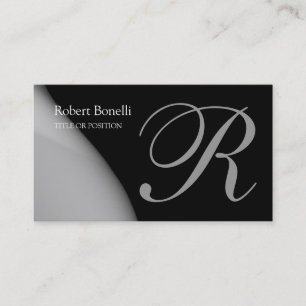 Black Gray Monogram Chic Business Card Visitenkarte