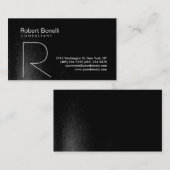 Black Gray Monogram Consultant Business Card Visitenkarte (Vorne/Hinten)