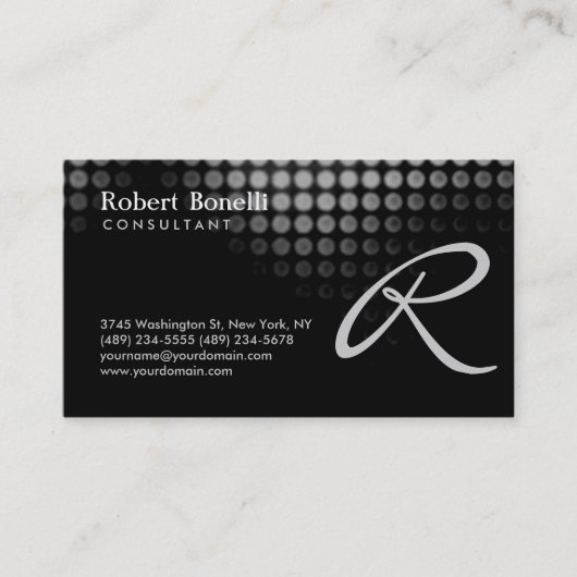 Black Gray Monogram Consultant Business Card Visitenkarte (Vorderseite)