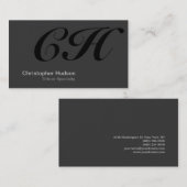 Black Gray Monogram Consultant Business Card Visitenkarte (Vorne/Hinten)