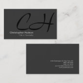 Black Gray Monogram Consultant Business Card Visitenkarte (Vorne/Hinten)