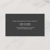 Black Gray Monogram Manager Business Card Visitenkarte (Rückseite)