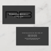 Black Gray Monogram Manager Business Card Visitenkarte (Vorne/Hinten)