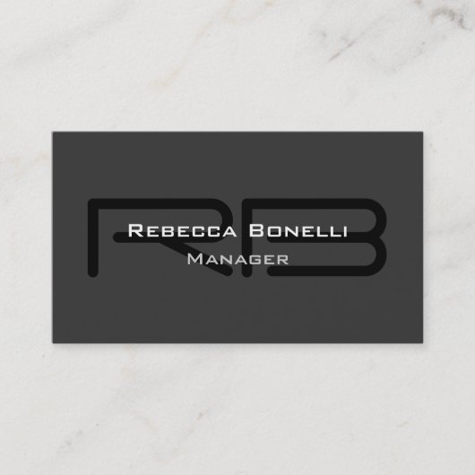 Black Gray Monogram Manager Business Card Visitenkarte (Vorderseite)