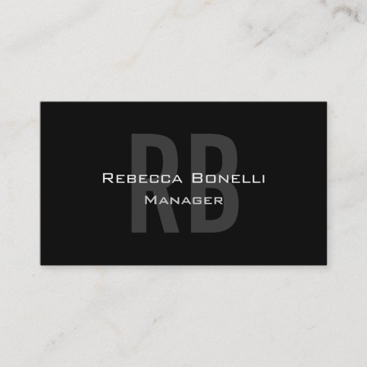 Black Gray Monogram Manager Business Card Visitenkarte (Vorderseite)