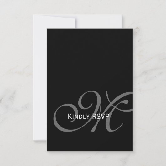 Black Gray Monogram Names Wedding RSVP Card (Vorderseite)