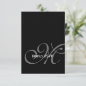 Black Gray Monogram Names Wedding RSVP Card (Stehend Vorderseite)