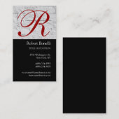 Black Gray Monogram Wall Brick Business Card Visitenkarte (Vorne/Hinten)