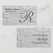 Black Gray Monogram Wall Brick Business Card Visitenkarte (Vorne/Hinten)