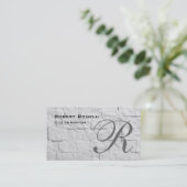 Black Gray Monogram Wall Brick Business Card Visitenkarte (Stehend Vorderseite)