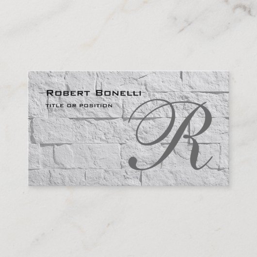 Black Gray Monogram Wall Brick Business Card Visitenkarte (Vorderseite)
