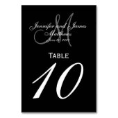 Black Gray Monogram Wedding Tischnummer Card (Vorderseite)