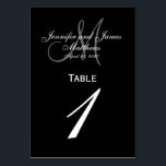 Black Gray Monogram Wedding Tischnummer Card<br><div class="desc">Schwarz-Weiß-Tischnummer-Karten mit individuellem Tray-Monogramm. Design von Elke Clarke ©2008. Passen Sie Ihre Braut- und Bräuchernamen,  den Nachnamen,  das Mono-Anfangs- und das Hochzeitsdatum an. Bestellen Sie eine pro Tisch mit jeder Tischnummer,  erhalten Sie aber trotzdem den Massen-Rabatt für die bestellte Gesamtanzahl. Weitere Farben verfügbar</div>