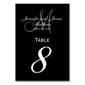 Black Gray Monogram Wedding Tischnummer Card (Rückseite)