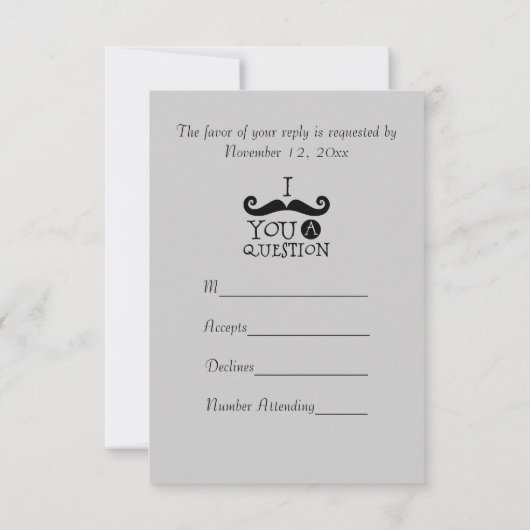 Black Gray Mustaches RSVP Karte (Rückseite)
