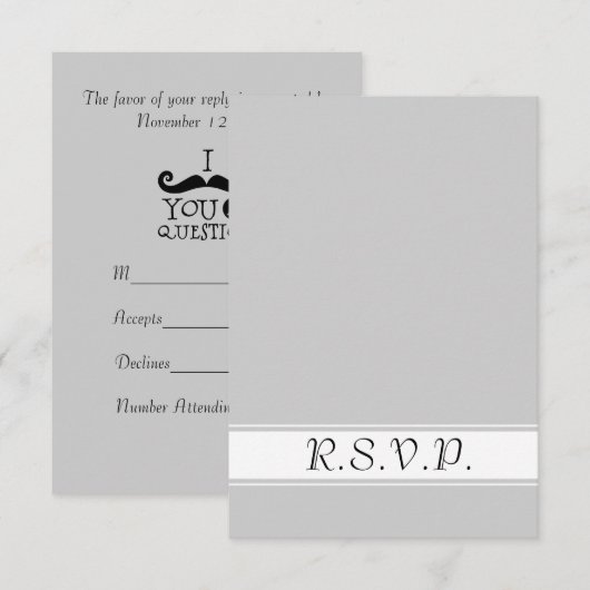 Black Gray Mustaches RSVP Karte (Vorne/Hinten)