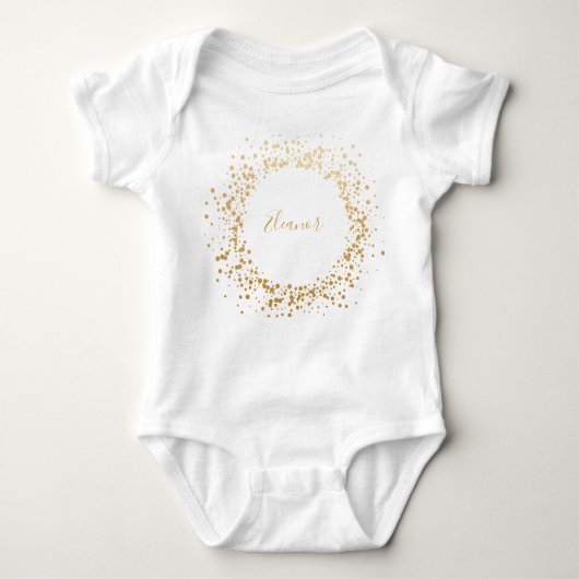 Black Gray Ombre Gold Confetti Dots Personalisiert Baby Strampler (Vorderseite)