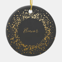 Black Gray Ombre Gold Confetti Dots Personalisiert