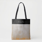 Black Gray Orange rustikal elegant personalisiert Tasche (Vorderseite)