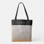 Black Gray Orange rustikal elegant personalisiert Tasche (Rückseite)
