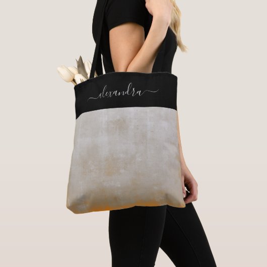 Black Gray Orange rustikal elegant personalisiert Tasche (Von Nahem)