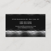 Black Gray Pattern Red Monogram Business Card Visitenkarte (Rückseite)