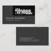 Black Gray Personal Trainer Fitness Business Card Visitenkarte (Vorne/Hinten)