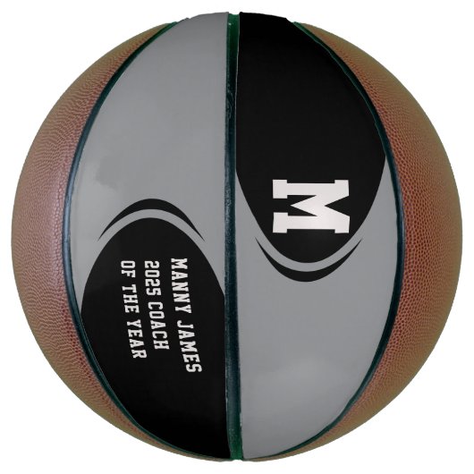 Black Gray Personalisiert Basketball (Vertikal)