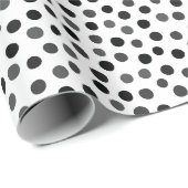 Black Gray Polka Dots Muster Geschenkpapier (Rolleneckpunkt)