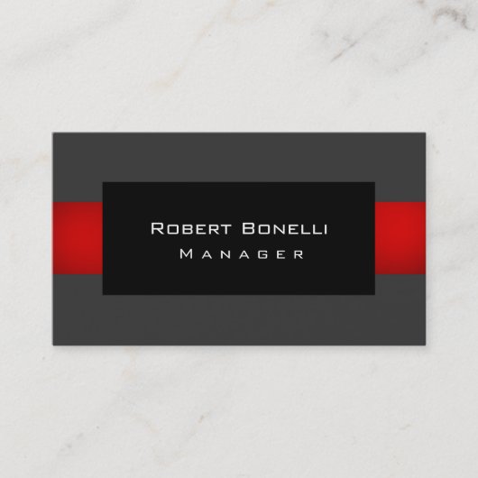 Black Gray Red Einzigartige Schlichte Visitenkarte (Vorderseite)