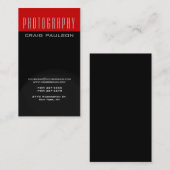 Black Gray Red Fotografy Artist Business Card Visitenkarte (Vorne/Hinten)
