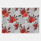 BLACK GRAY RED HALLOWEEN GIRLS FLOWERS COFFINS GESCHENKPAPIER SET (Vorderseite)