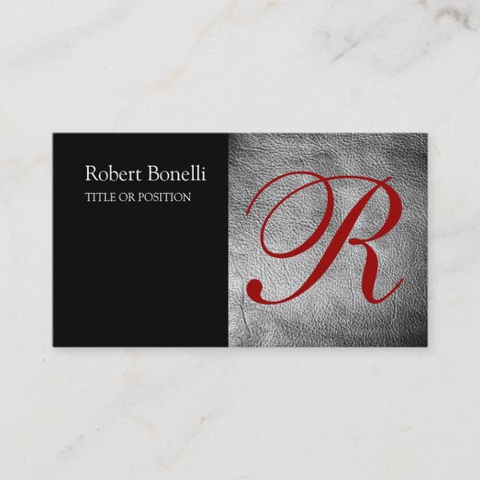 Black Gray Red Monogram Business Card Visitenkarte (Vorderseite)