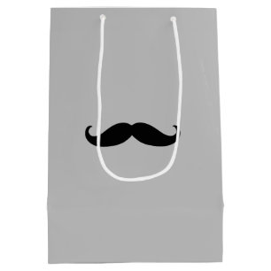 Black Gray Retro Mustache Mittlere Geschenktüte