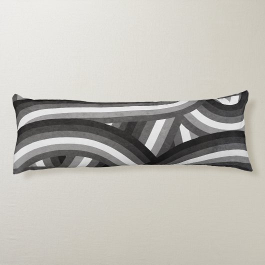 Black/Gray Retro Rainbow Stripes Pattern Seitenschläferkissen (Rückseite)