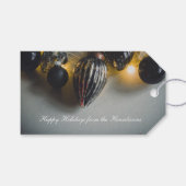 Black Gray Retro Weihnachtsschmuck Geschenkanhänger (Vorderseite (Horizontal))