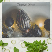 Black Gray Retro Weihnachtsschmuck Geschirrtuch (Gefaltet)
