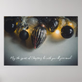Black Gray Retro Weihnachtsschmuck Poster (Vorne)