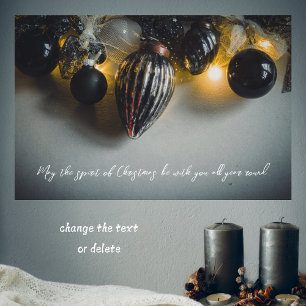 Black Gray Retro Weihnachtsschmuck Poster
