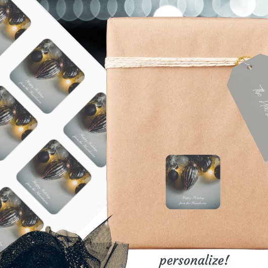 Black Gray Retro Weihnachtsschmuck Quadratischer Aufkleber