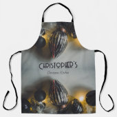 Black Gray Retro Weihnachtsschmuck Schürze (Vorderseite)