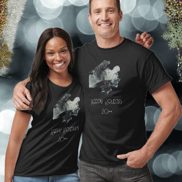 Black Gray Retro Weihnachtsschmuck T-Shirt