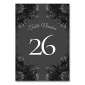 Black Gray Rose Gothic Wedding Tischnummer (Vorderseite)