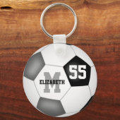 black gray school colors girls boys soccer ball schlüsselanhänger (Vorderseite)