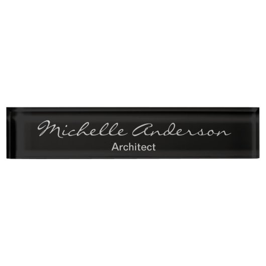 Black Gray Script Architect Namplate Namensplakette (Vorderseite)