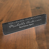 Black Gray Script Real Anwesen Agent Namplate Namensplakette (Seite)